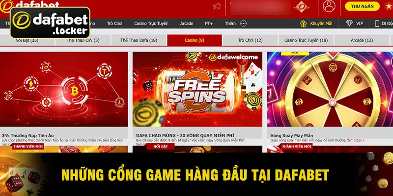 Những Cổng Game Hàng Đầu Tại Dafabet